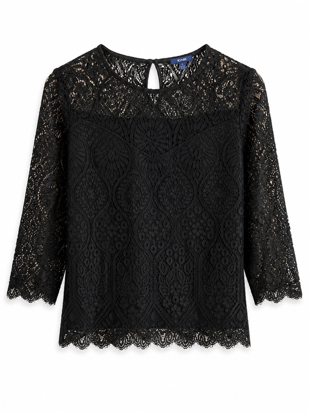 Kiabi Black Lace Overlay Top Size M
